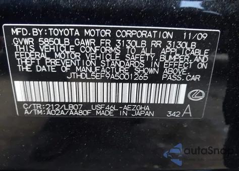 2010 Lexus Ls 460 L z USA, uszkodzony, nr VIN JTHDL5EF9A5001265